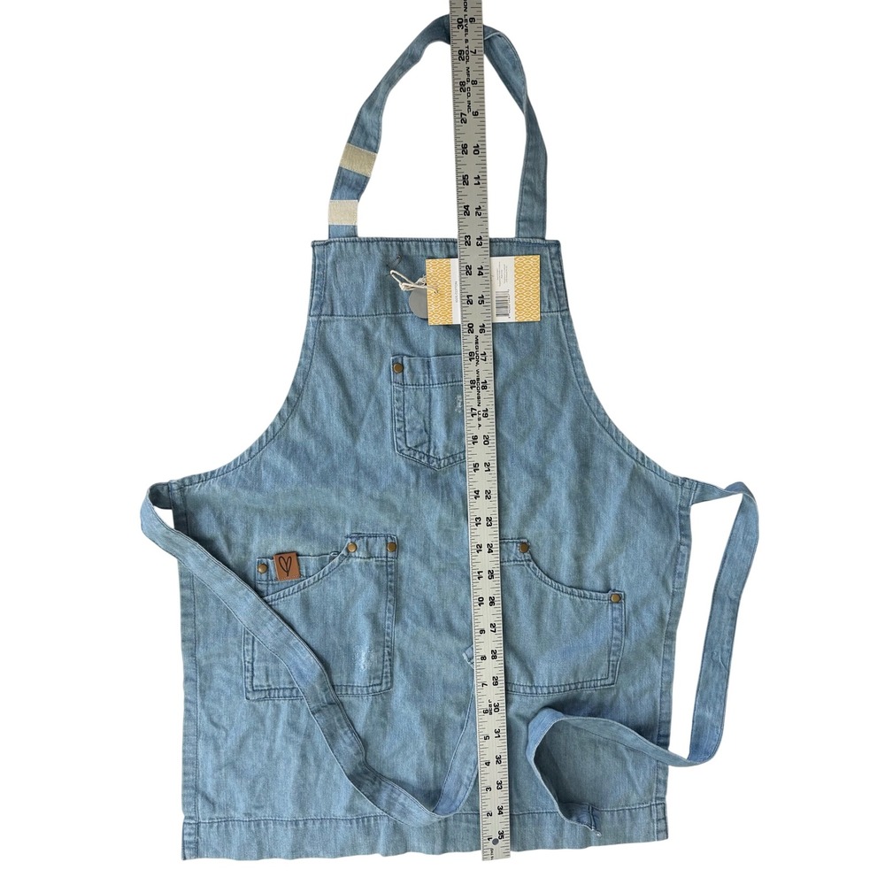 Ayesha Curry Kids Denim Apron Light Wash Blue Cotton Unisex Bib Pockets NEW - Picture 2 of 8